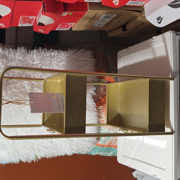 NWT Papyrus Gold and Black Two-Tier Shelf with Bow Accents - Picture 3 of 4